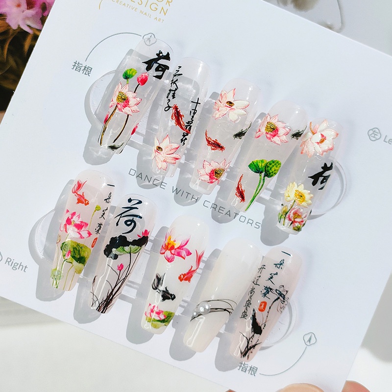 Miếng Dán Trang Trí Móng Tay Họa Tiết Hoa Sen TS-1676