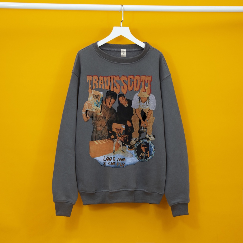 Áo nỉ bông sweater TRAVISSCOSTT Dogo.store  , Áo nỉ sweater unisex nam nữ form rộng oversize chất liệu Cotton