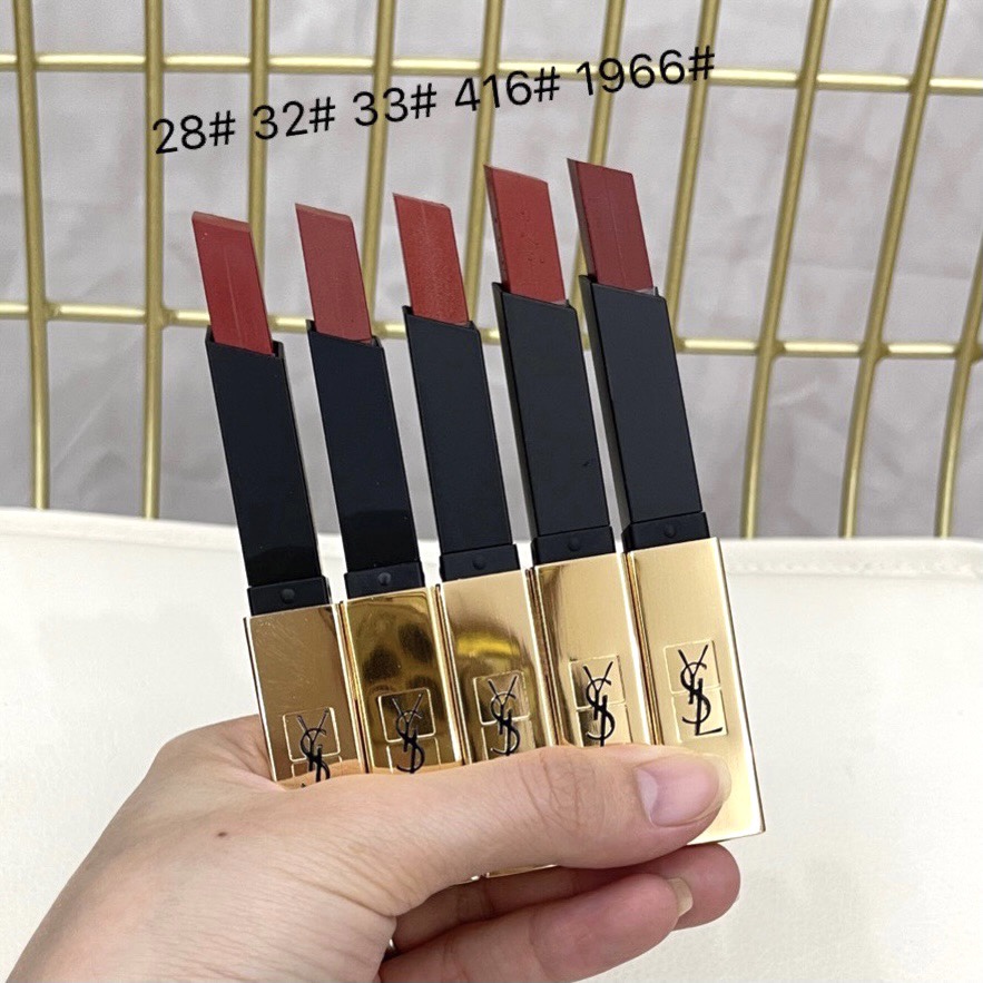 Son Môi Saint Laurent 2.2g Lâu Trôi Thiết Kế Vỏ Màu Vàng Đồng Thời Trang 1966