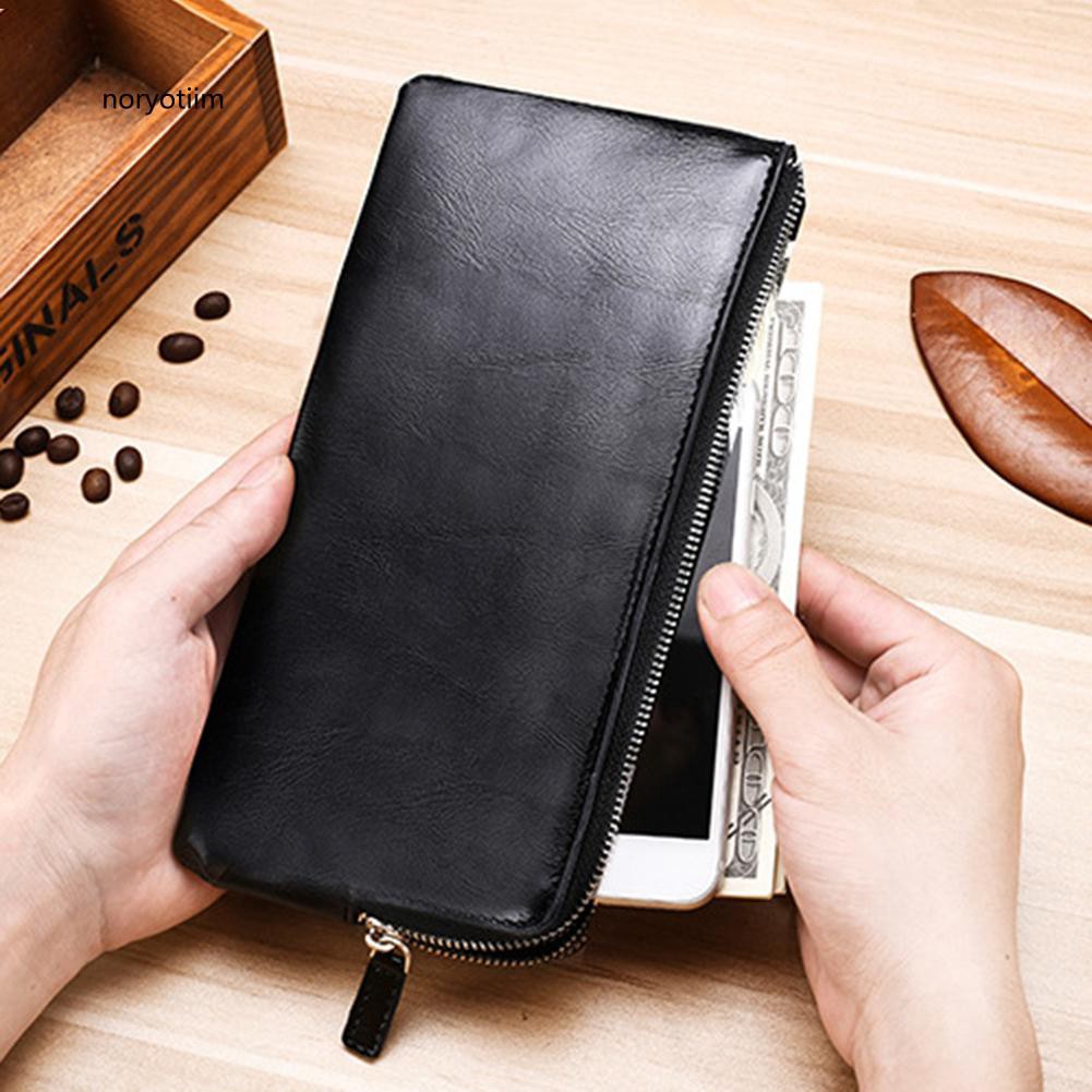 Ví da dài màu trơn phong cách thời trang cho nam