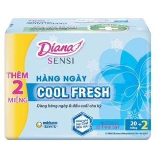 Băng vệ sinh hàng ngày Diana Sensi cool frseh gói 20 miếng tặng 2 miếng