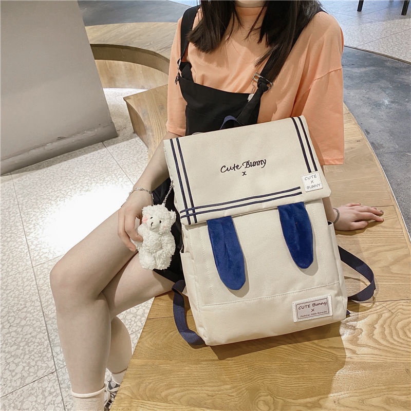 Ba Lô Nắp Gập Hình Thỏ Dễ Thương Phong Cách Trung Học Cho Học Sinh Trung Học