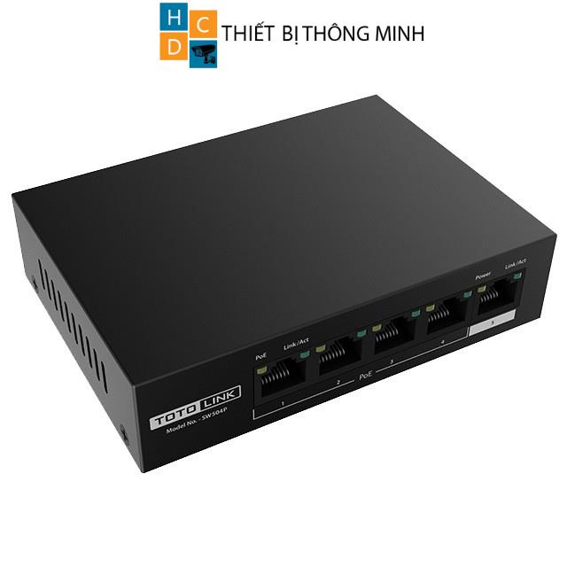 Switch PoE 5 Cổng 10/100Mbps TOTOLINK SW504P - Hàng chính hãng