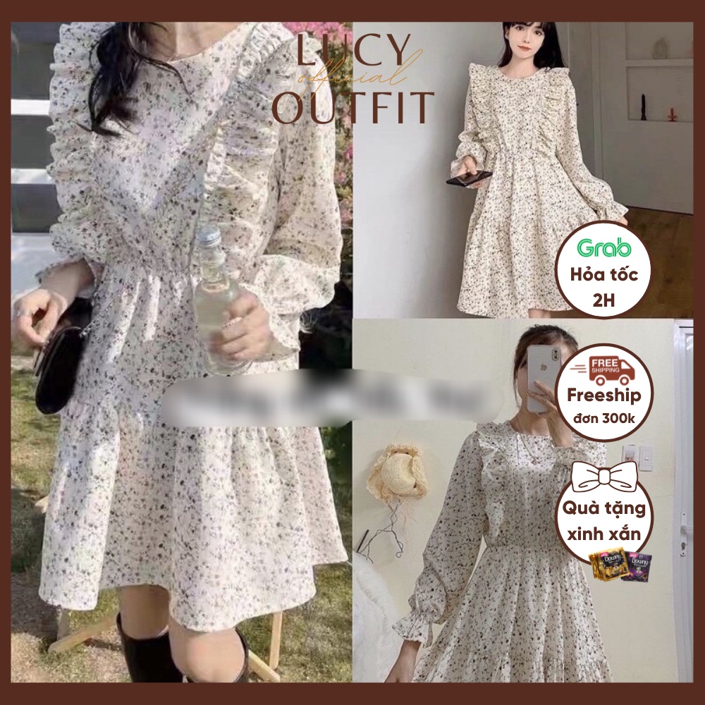 [Quà tặng là chun tóc nữ tính nhiều màu dai dẻo đàn hồi] Váy đầm babydoll hoa nhí viền bèo Lucy Outfit thiết kế bbd