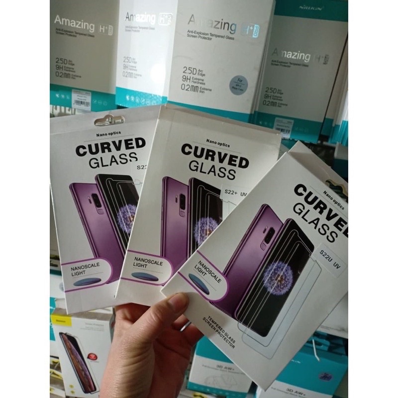 Kính cường lực UV Samsung S23, S23 Plus, S23 Ultra, S22, S22 Plus, S22 Ultra Full keo nước soi đèn UV trong suốt