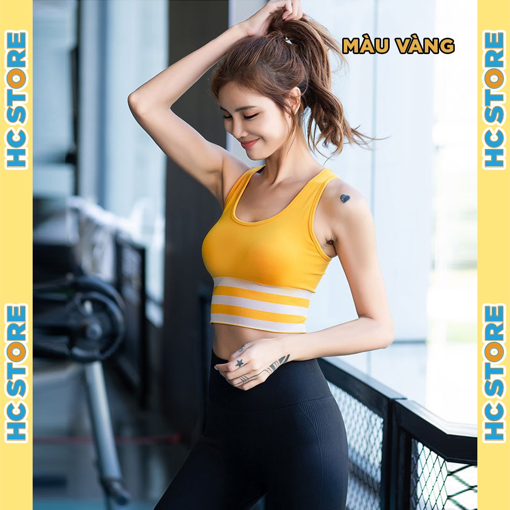 Áo Croptop Bra AL01 Viền 3 Sọc Có Lót Ngực Thể Thao Nữ Tập Gym, Yoga, Ôm Sát, Tôn Dáng - HcSport68