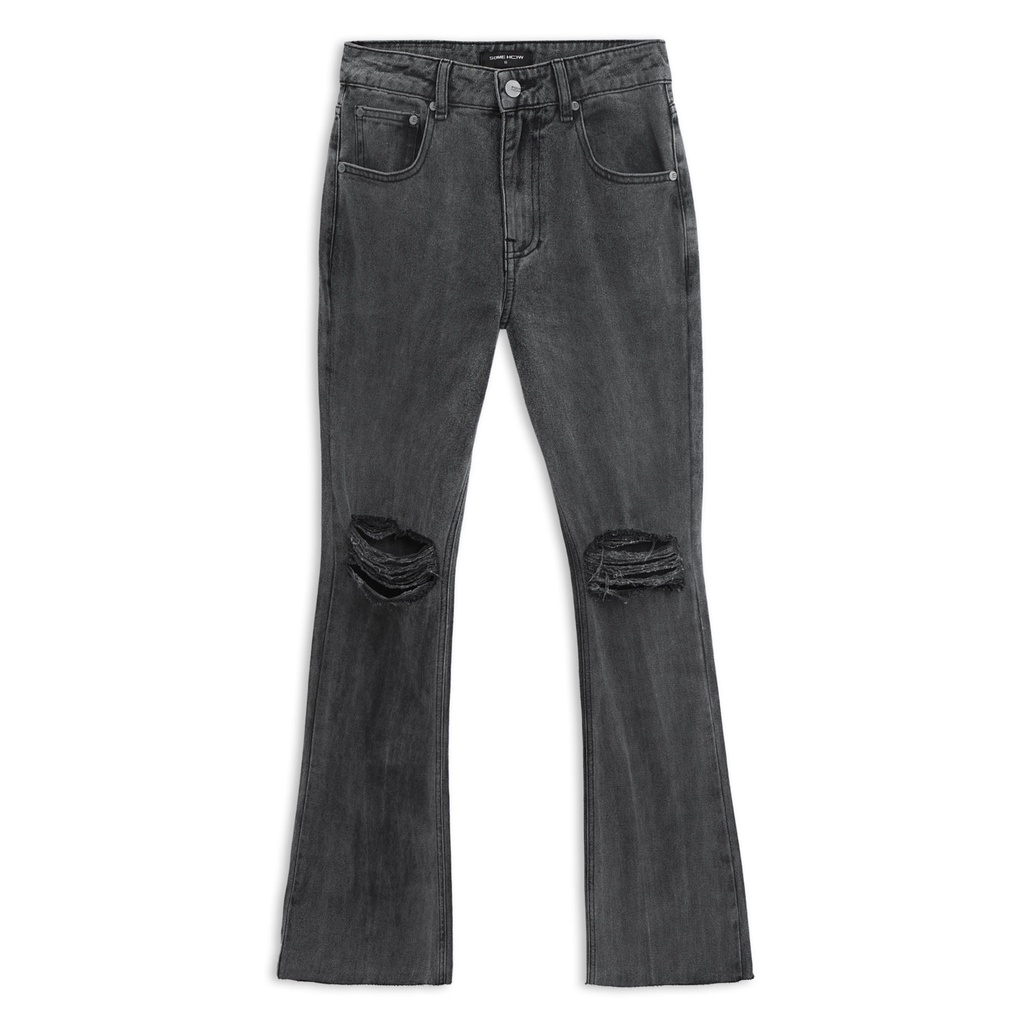 Quần Jean Nữ Flare Ripped Dark Grey , Chất Jean Dày Dặn , WQJ000031,SOMEHOW