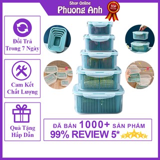 Hộp Đựng Đồ Tủ Lạnh Có Nắp Đậy, Hộp Đựng Thực Phẩm Tủ Lạnh Kèm Rổ Nắp Đậy Có Quai Xách
