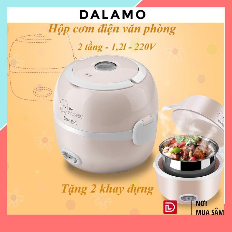 Nồi Hộp cơm cắm điện 2 tầng inox 1.2 lít 220V đa năng nấu cơm, nấu mì, hâm nóng đồ ăn tiện dụng B2 DALAMO