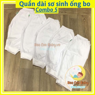 Quần dài cho bé sơ sinh màu trắng ống bo / Quần cotton mềm mát cho bé