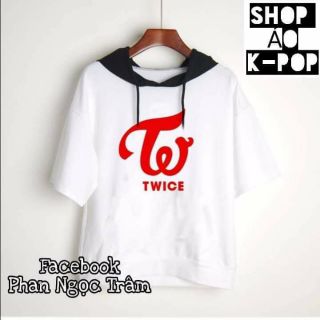 Áo hoodie hè TWICE phối mũ in theo yêu cầu giá rẻ