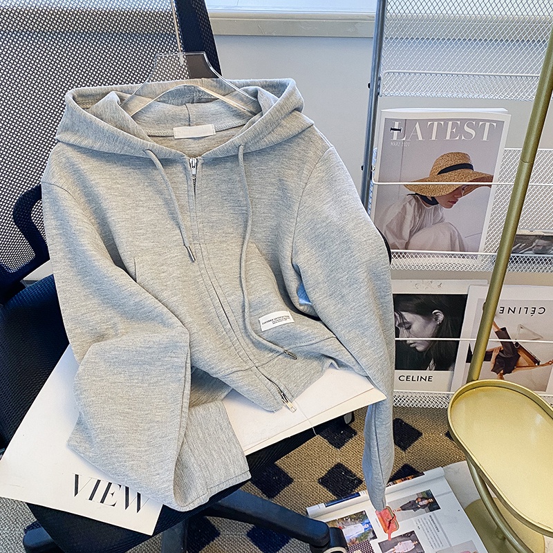 SUXI Áo Khoác Nữ Dài Tay Có Nón Khóa Kéo Thời Trang