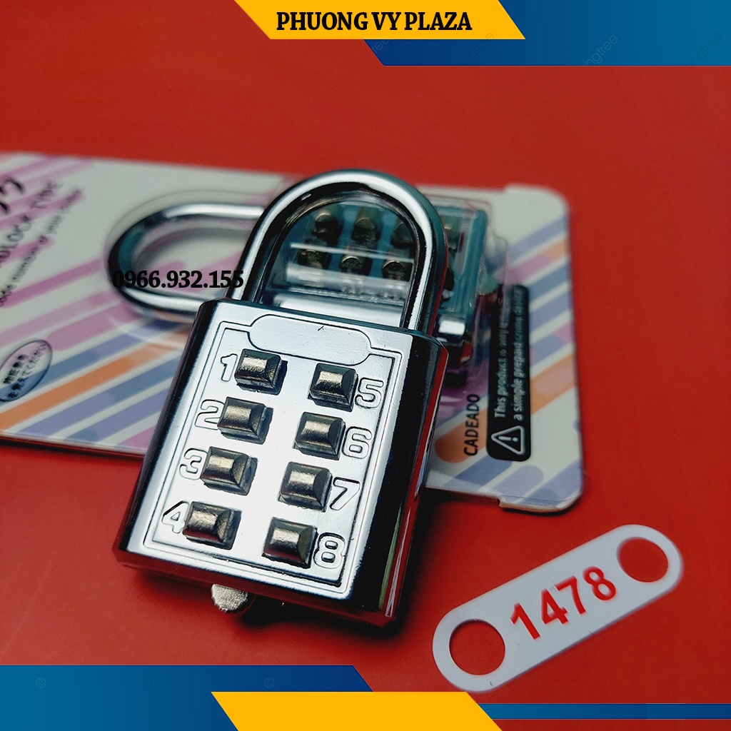 Ổ Khóa Số Bấm 8 Số 40mm Chuyên Khóa Tủ, Vali, Túi Xách, Cao Cấp