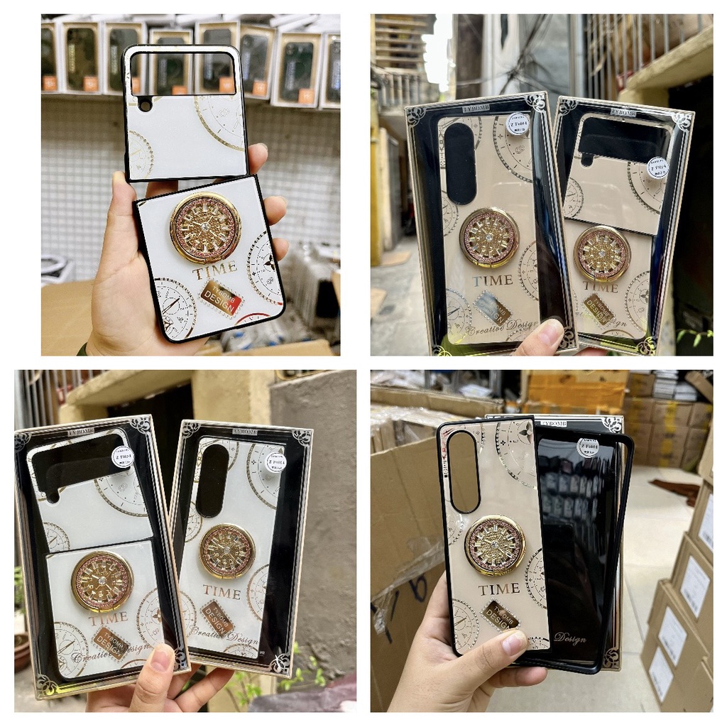 CHÍNH HÃNG  Ốp TYBOMB TIME ĐỒNG HỒ KÈM IRING lưng gương kính chống va đập, xước SAMSUNG ZFLIP ZFOLD Z FLIP Z FOLD 4 3