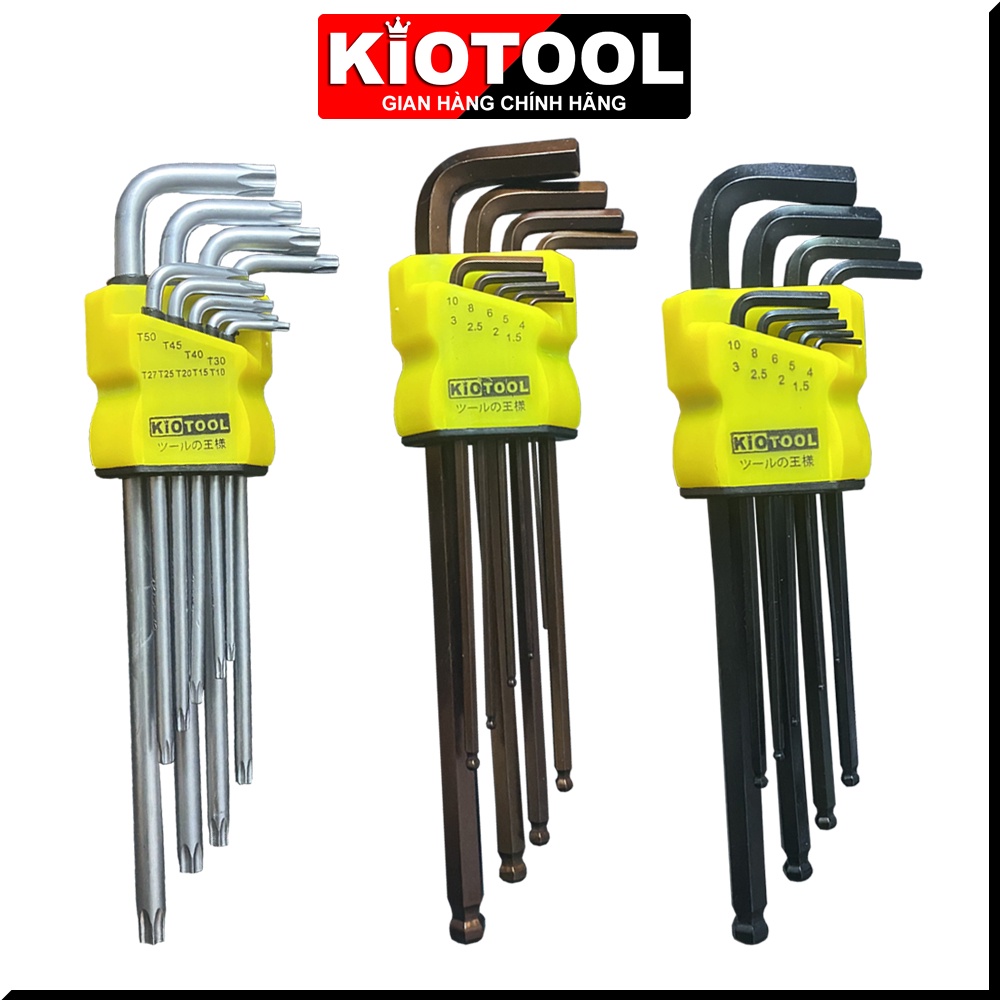 Lục giác Kiotool 9 món đầu bi tiện lợi không han rỉ toét đầu độ cứng cao