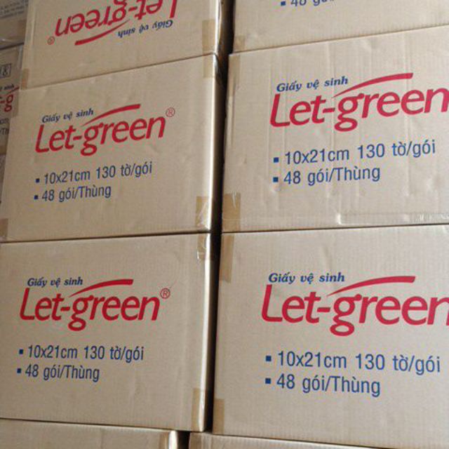 Thùng 48 gói khăn giấy vệ sinh rút đa năng Let-green 130 tờ 10*21cm
