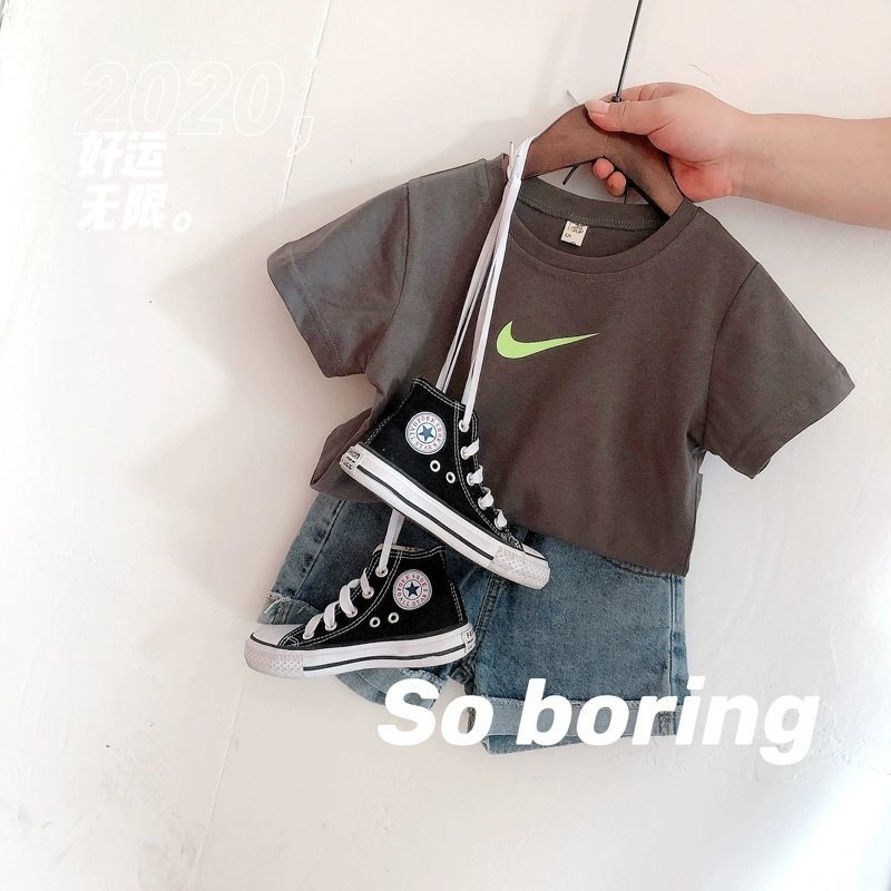 Áo thun ngắn tay bằng cotton mỏng thời trang mùa hè cho bé