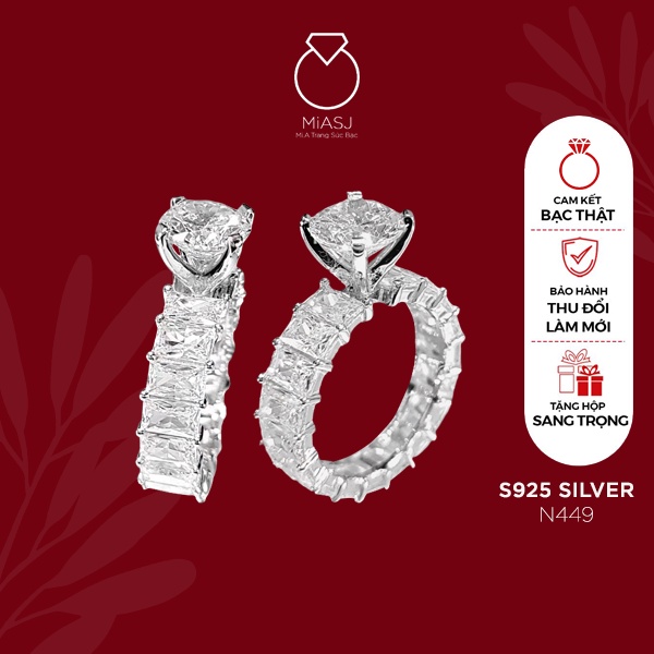 Nhẫn nữ bạc Ý S925 MiASJ đính full đá xoàng sang trọng cao cấp N449