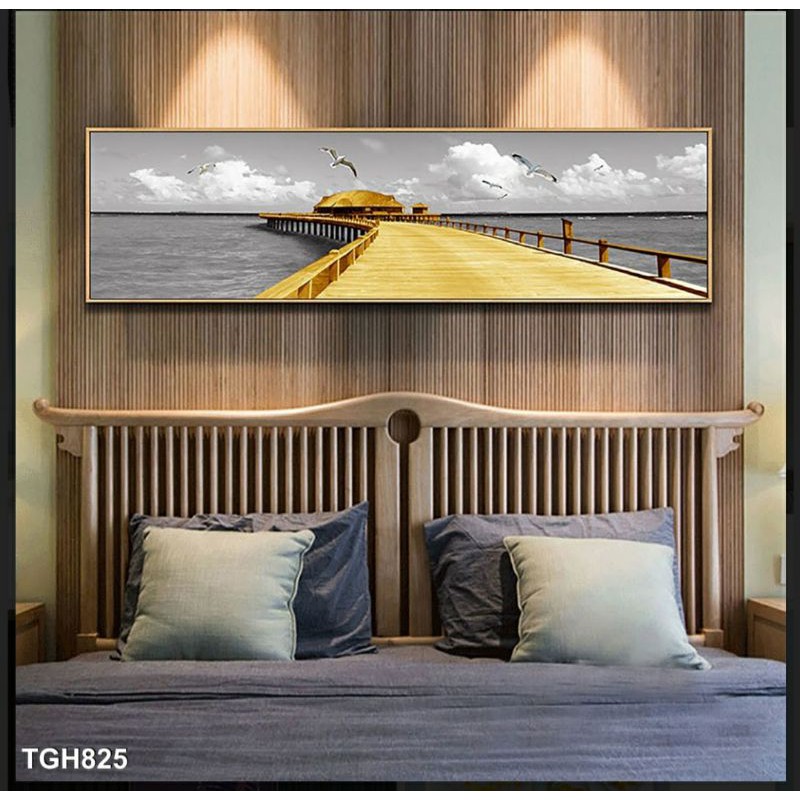 Tranh canvas phong cảnh cây cầu vàng 40x120