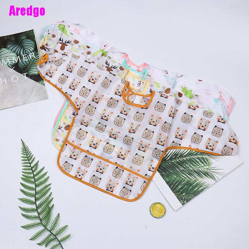 Tạp dề tay dài chống thấm nước có túi tiện dụng cho bé