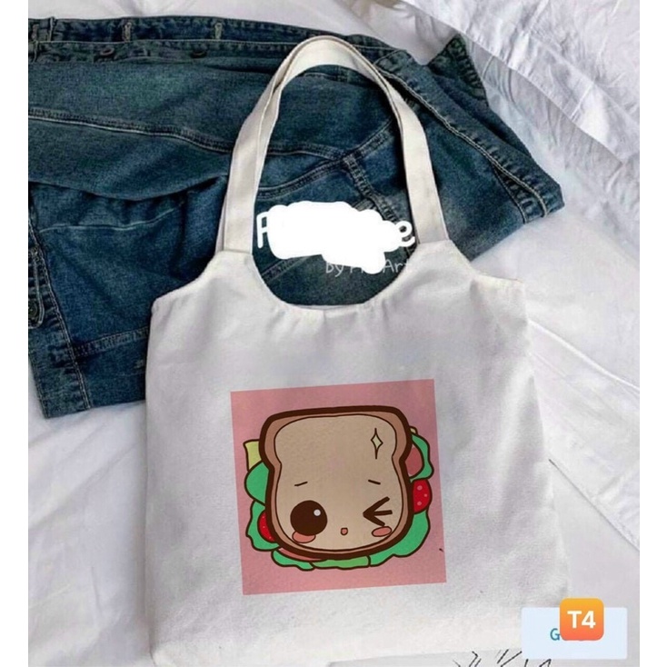 TOTE ĐEO VAI- Túi Nhật canvas- Nháy mắt- vừa a4
