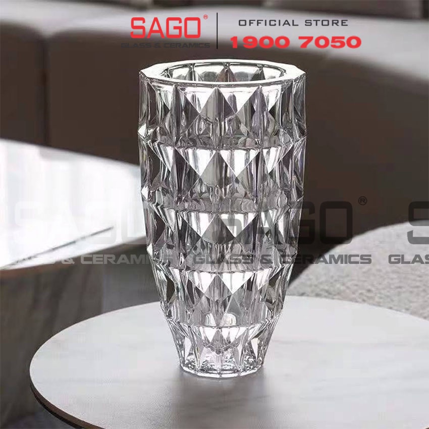 Bình Hoa Thủy Tinh Kim Cương Cao Cấp cao 25cm , 30cm  | Tùy Chọn Size , Lọ Hoa Thủy tinh Cao cấp