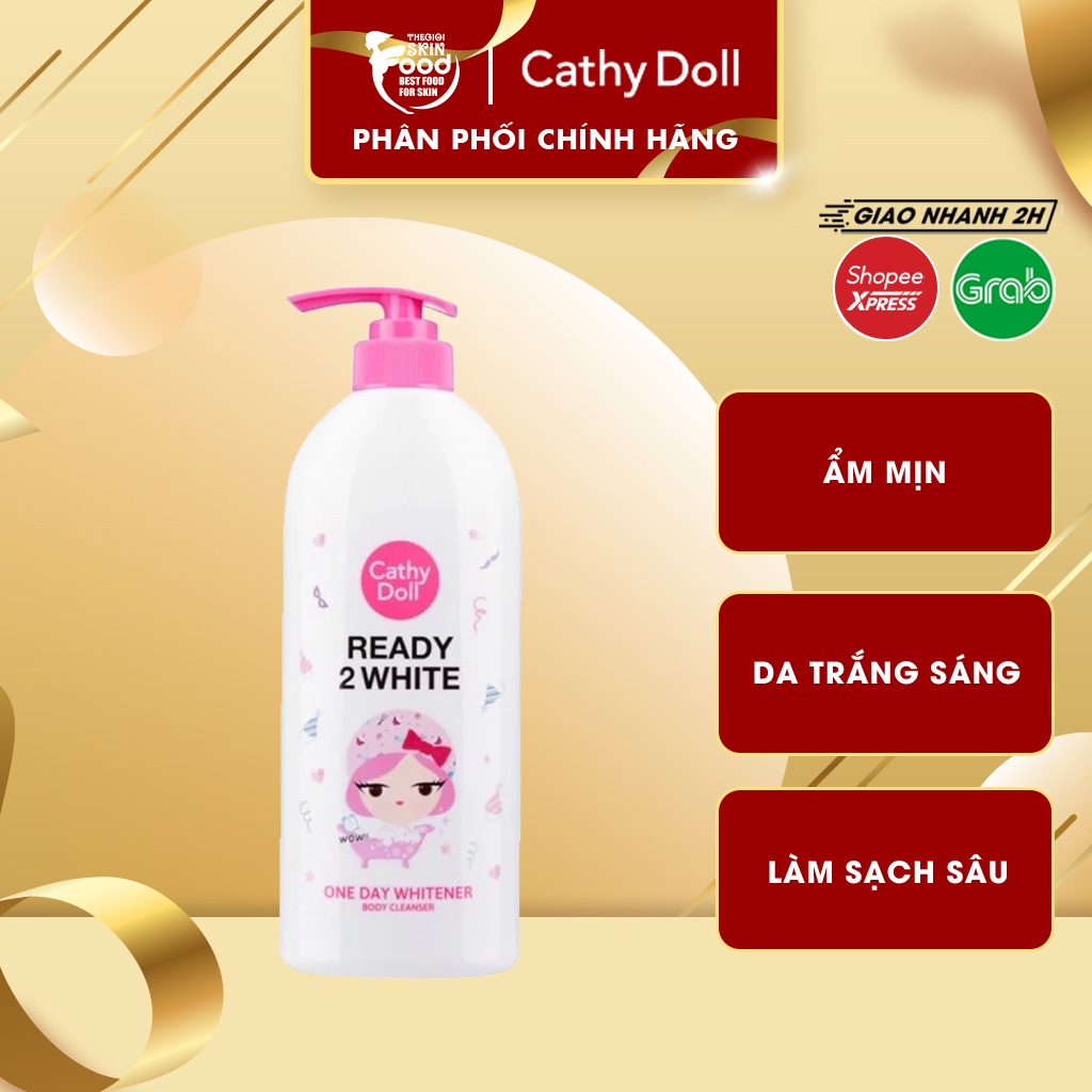 Sữa Tắm Giúp Trắng Da, Ngăn Ngừa Da Xỉn Màu Cathy Doll Ready 2 White One Day Whitener Body Cleanser 500ml