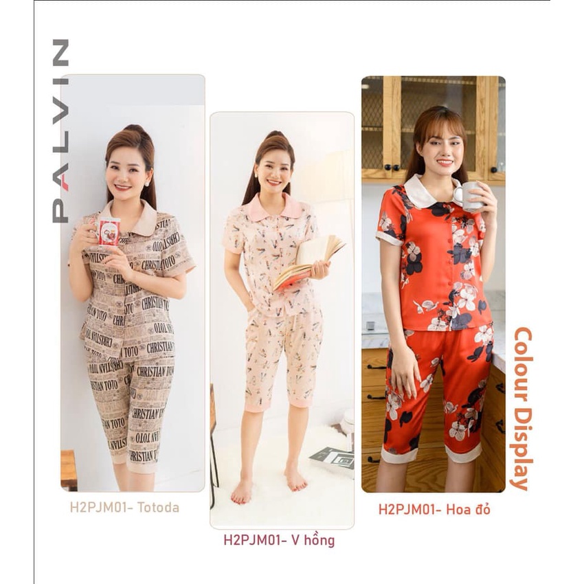Đồ bộ pijama nữ mặc nhà tiểu thư xinh xắn tay ngắn quần lửng/ Lụa satin mềm mại siêu mát,không nhăn cao cấp Palvin | BigBuy360 - bigbuy360.vn
