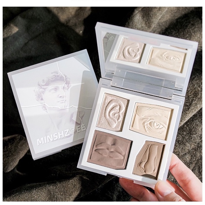 4 trong 1-Bảng 4 ô Minshzee kết hợp 4 sản phẩm tiện lợi phấn má, tạo khối, phấn phủ, hightlights | BigBuy360 - bigbuy360.vn
