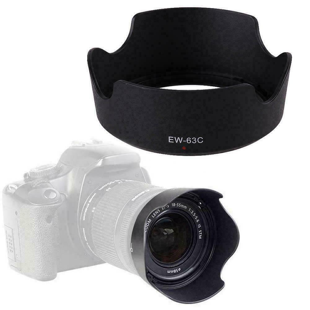 1PC Black ABS Lens Hood EW-63C EW63C For Canon EF-S lens hood camera STM le K5A4