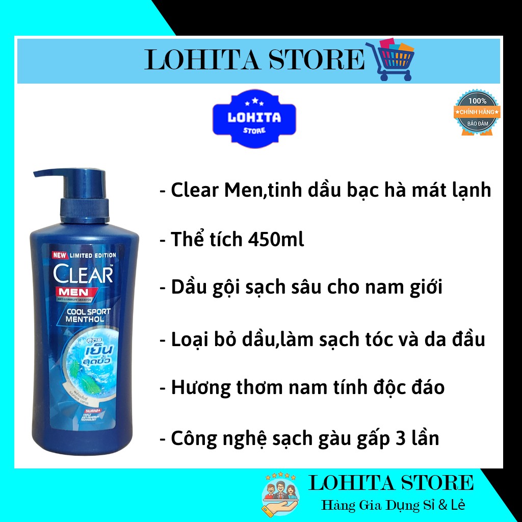 Dầu gội Clear Men Thái Lan 450ml Bạc Hà