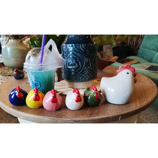Gà mẹ và 5 gà con các màu bày trang trí, decor các góc nhà -Gốm Bình Dương xuất khẩu- Nhiều màu sắc