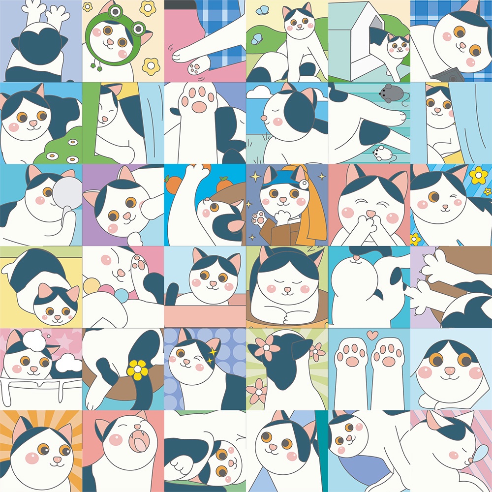 Bộ 50 Miếng Dán Trang Trí laptop / Điện Thoại Hình Mèo Hoạt Hình Chống Thấm Nước