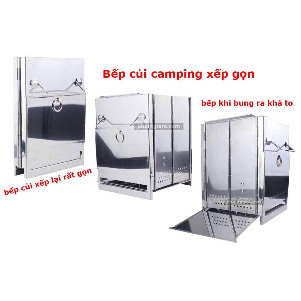 Bếp củi camping xếp gọn cắm trại dã ngoại du lịch size lớn