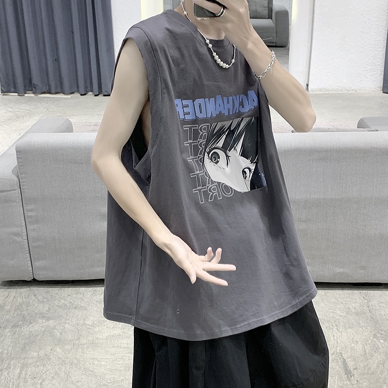 Áo thun sát nách in họa tiết thời trang trẻ trung cho nam