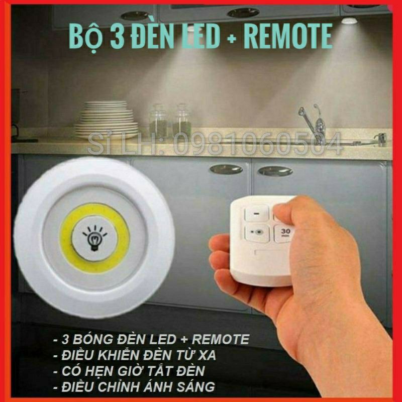 Bộ 3 đèn LED có điều khiển từ xa và có chức năng hẹn giờ, chạy bằng pin