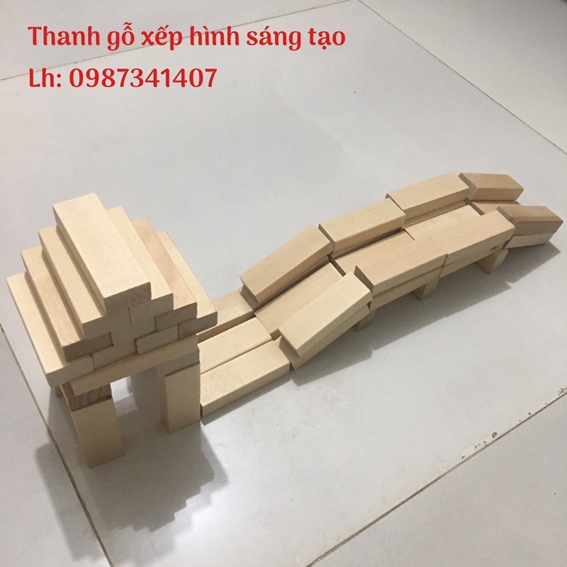 Bộ rút gỗ loại to xếp hình sáng tạo, mịn đẹp