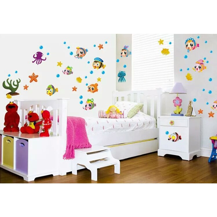 Sticker Dán Tường Họa Tiết Hình Con Cá Dùng Trang Trí 60x90 Ay1933