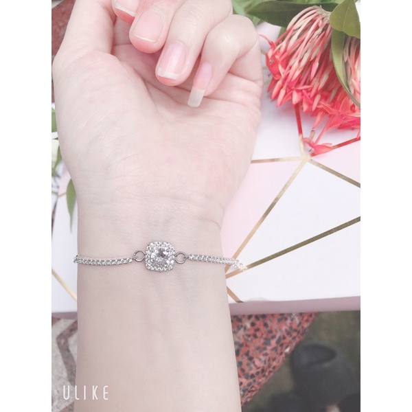 Lắc tay bạc nữ mặt hình tròn, vuông đính đá sang trọng, chuẩn lắc tay bạc S925