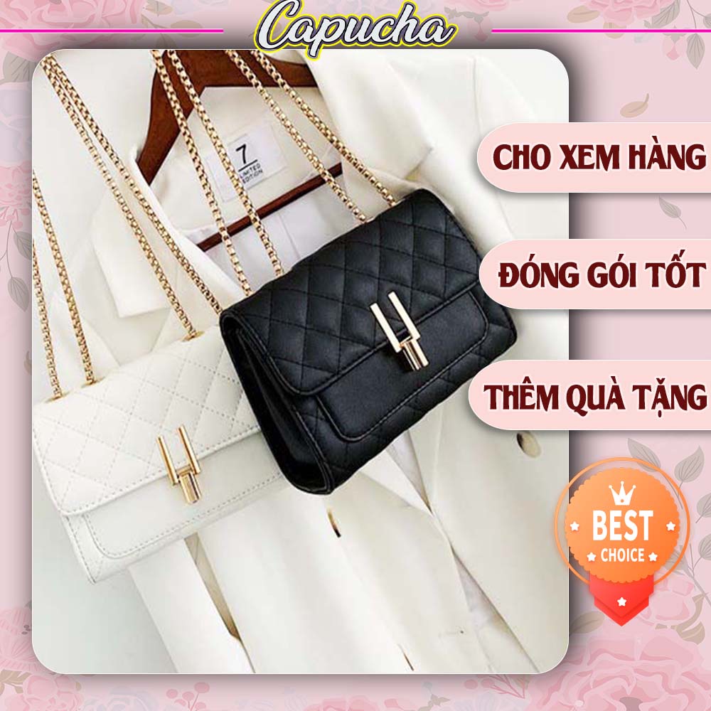 Túi xách nữ đeo vai đeo chéo trần chỉ trám khóa bút chì Capucha T23