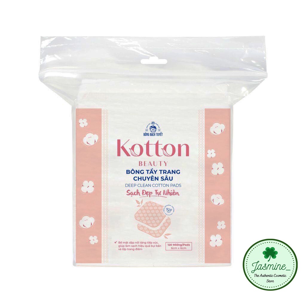BÔNG TẨY TRANG SẠCH SÂU KOTTON BEAUTY BẠCH TUYẾT 60 - 120 MIẾNG CHUYÊN SÂU [MẪU MỚI'] | BigBuy360 - bigbuy360.vn