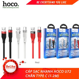 Cáp Type C Hoco U72 bọc Silicon chống đứt- Hỗ trợ sạc nhanh - Bảo hành 12 tháng