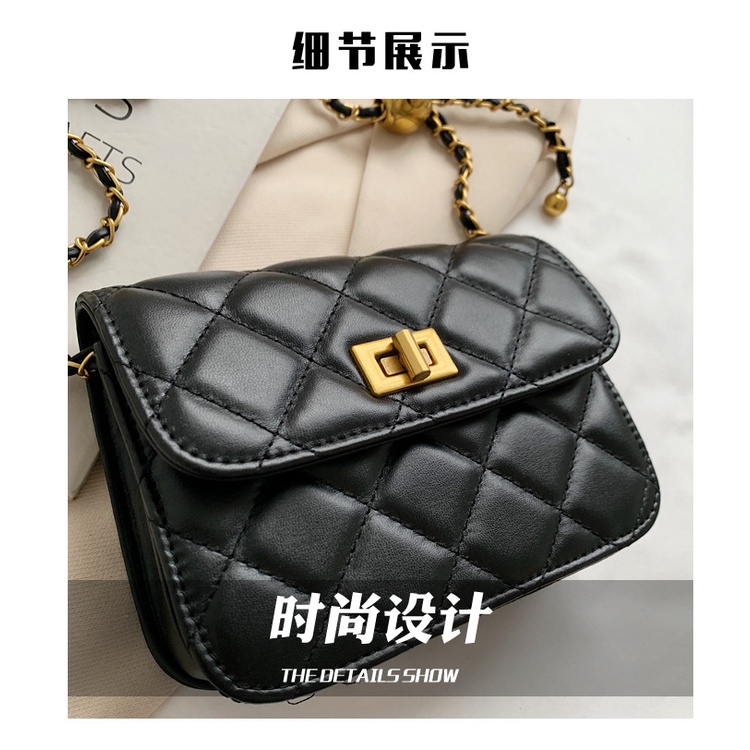 Túi đeo chéo JASMIN NOIR 22BL05126 họa tiết kẻ sọc phối dây xích thời trang cho nữ