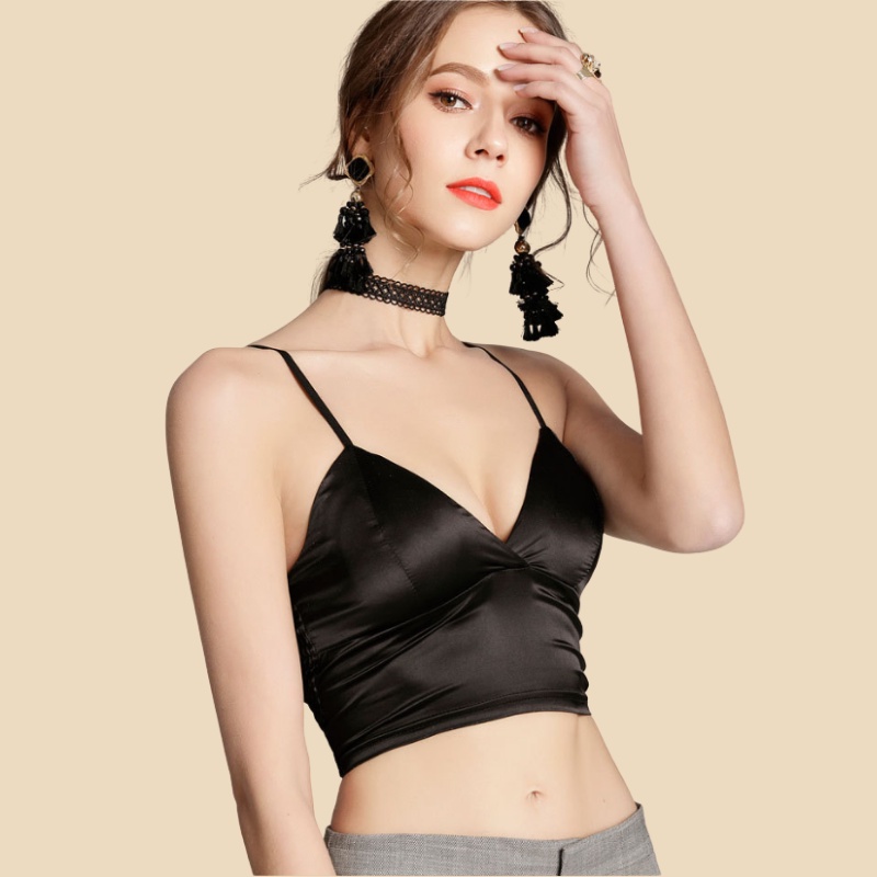 Áo 2 Dây Eva Bra Phi Lụa Cao Cấp Đai Bản To Che Mỡ Quyến Rũ GB264
