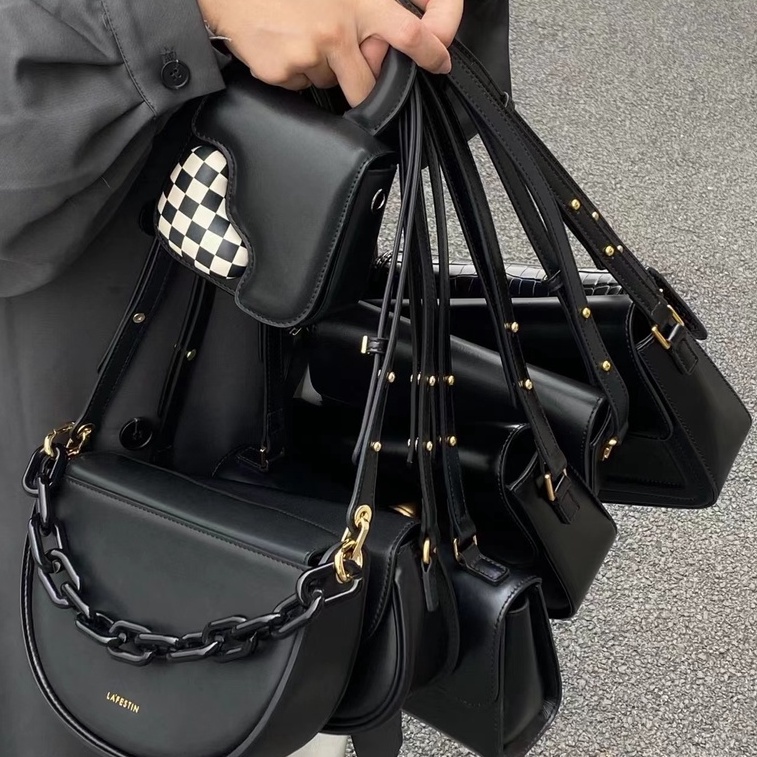 🖤Túi Đeo Vai Họa Tiết Kẻ Sọc Màu Đen Phong Cách Cổ Điển Thời Trang Mùa Hè Cho Nữ