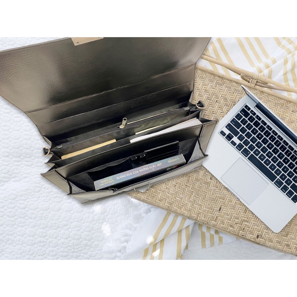 Cặp da công sở tay rút hộp lệch VINADA