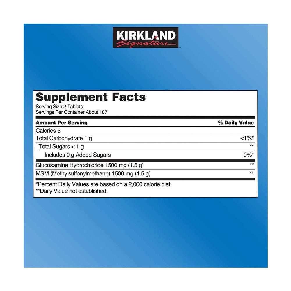 Viên uống bổ khớp của Mỹ Kirkland Signature™ Glucosamine HCL & MSM 1500mg hộp 375 viên
