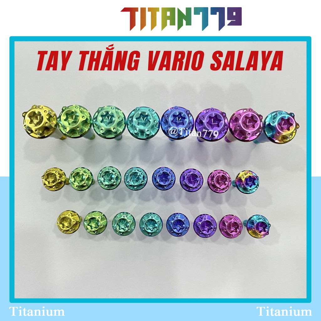 (48) Tay thắng zin VARIO đầu SALAYA, đầu dù Titan Gr5 XỊN một bộ gồm 3 ốc 1 ốc tay phải, 2 ốc bên trái