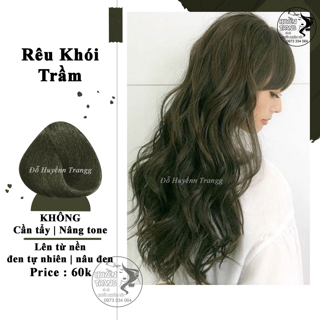Thuốc Nhuộm Tóc Màu Rêu Khói Trầm Kèm Oxy | Lên Từ Nền đen tự nhiên | Tone Sáng Da tặng kèm oxy trợ nhuộm găng tay mũ tr