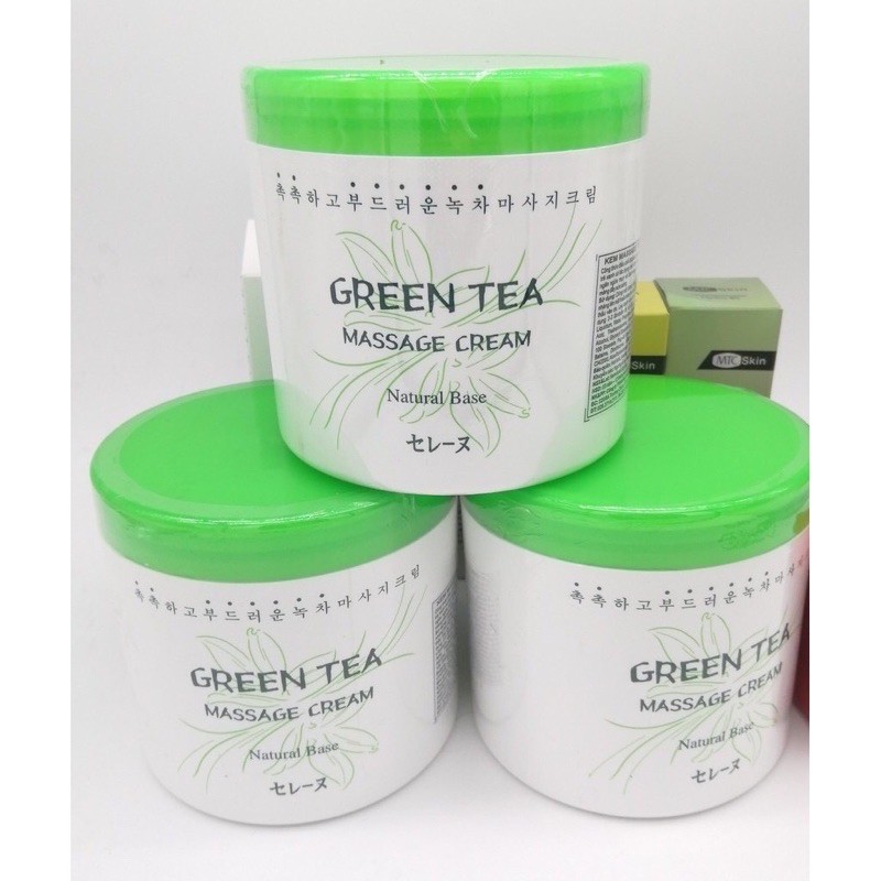 Kem massage trà xanh 450ml, Kem massage mặt trà xanh GREEN TEA Hàn Quốc